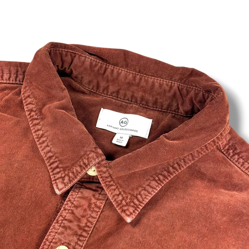 AG Adriano Goldschmied Mens Corduroy Button Down Shirt Rust Orange Size M - Picture 4 of 10